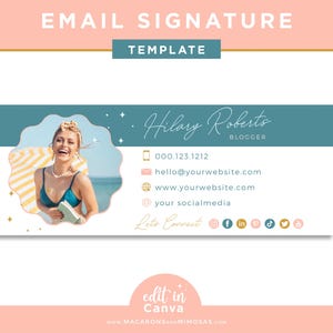 Modello di firma e-mail Boho luminoso modificabile in Canva, design retrò carino e divertente per dare un tocco di stile alle tue e-mail