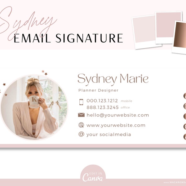 Rose Gold Email Signature Design Logo Template, Best Selling Email Marketing, Professional Real Estate Signature, Realtor Pink Gmail SYD
