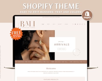 Shopify Theme Template, Minimal Beige Shopify Website, Boho Shopify Store, Shopify 2.0 eCommerce Website Design, Online Jewelry Boutique