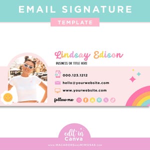 Modello di banner per firma e-mail cliccabile per piccole imprese, firme in una tavolozza di colori arcobaleno brillante personalizzabile in Canva - BW01
