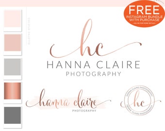 Logo design, Logo Branding Kit, Mini branding kit, Premade logo, Watermark logo, Photography Logo, Logo, Branding Package, Rose gold logo 43