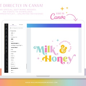 Rainbow Logo Canva Editable Template Set for Small Business Branding ...