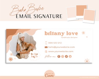 Boho Email Signature Template, Editable Canva Email Signature, Modern Gmail Signature, Elegant business Signature Teacher Coach Realtor BB01