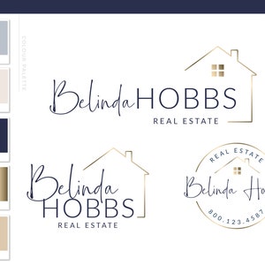 Real Estate Logo, Realtor Logo, House logo watermark, Realtor Marketing real estate agent branding Kit, Broker Logo, Roof Key Heart image 1