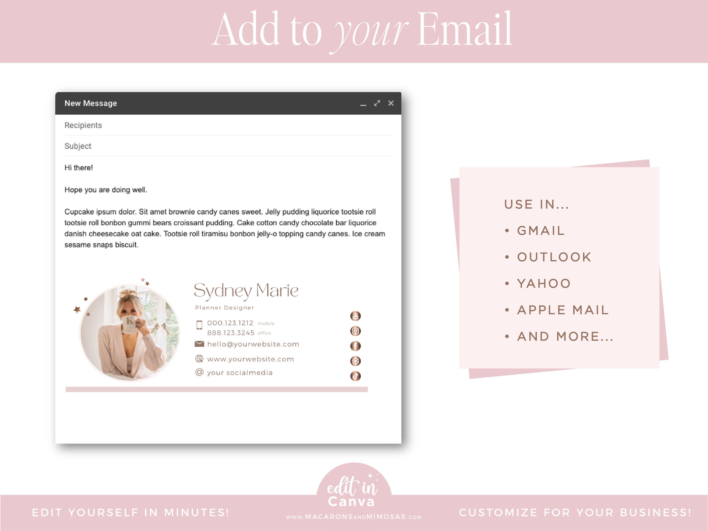 Rose Gold Email Signature Design Logo Template, Best Selling Email ...