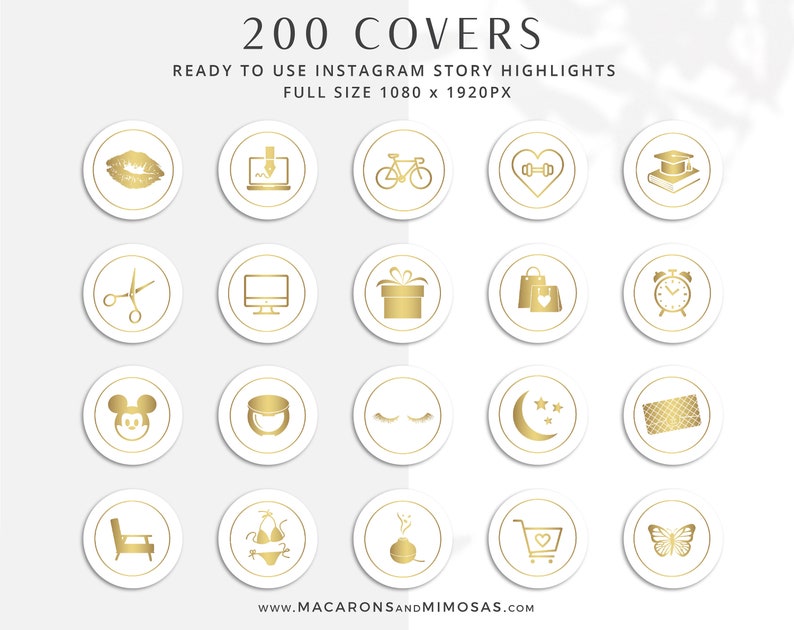 200 Instagram Highlight Covers Instagram Story Covers Gold | Etsy