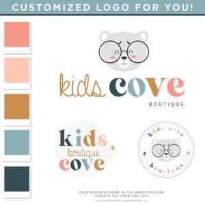 Boho Baby Bear Logo Design for Children & Kids Boutique, Cute Branding Kit to Style a Small Business