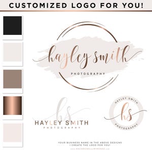 Modernes Logo-Design-Paket für kleine Unternehmen zum Anpassen für Ihre Marke, vorgefertigte Roségold-Ästhetik für luxuriöse gehobene Unternehmen