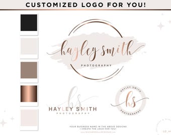 Modern Logo Design Package for Small Business to Customize for Your Brand, Premade Rose Gold Aesthetic for Luxury Upscale Company