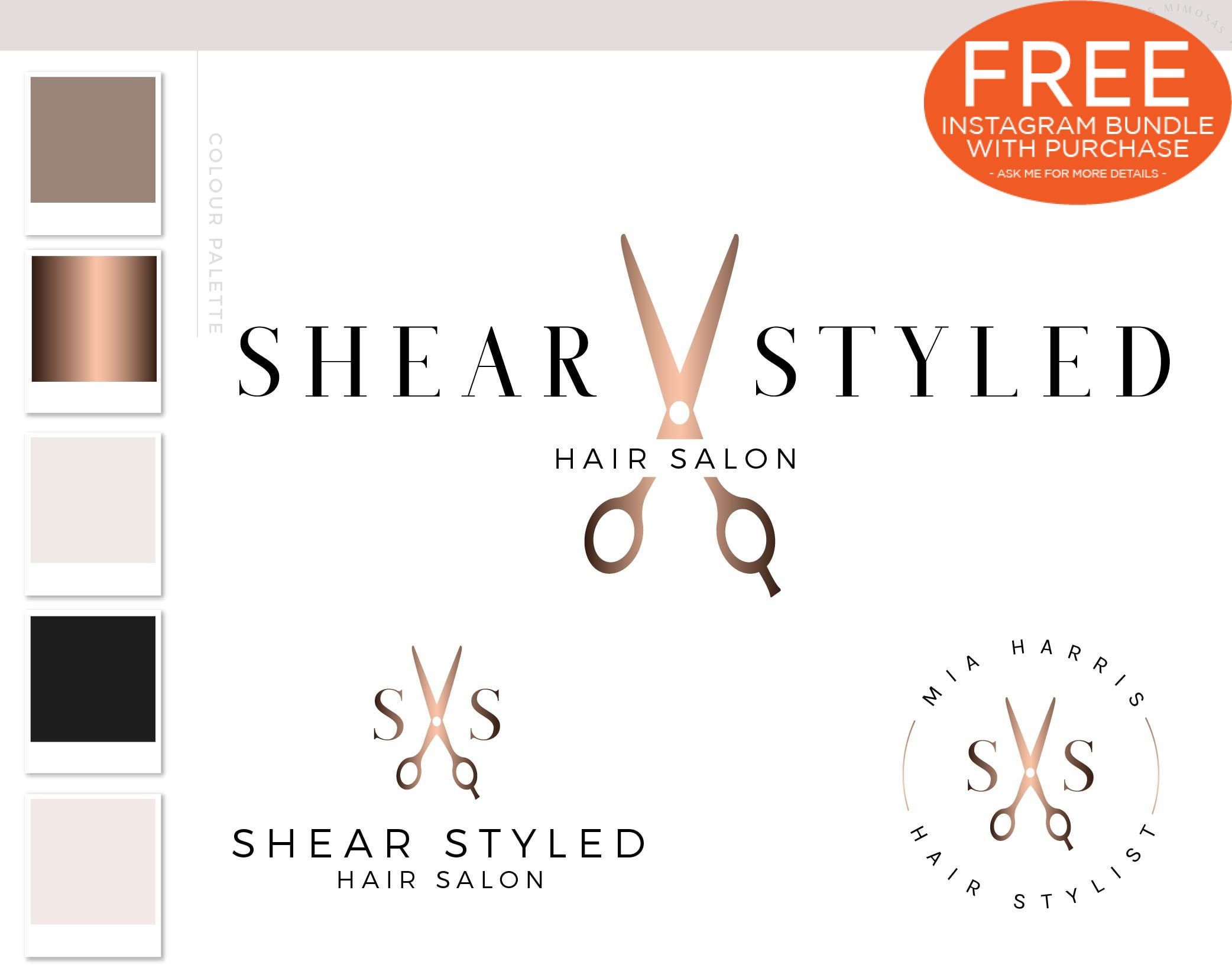 Salon Branding Scissors Logo Hair Logo Design Beauty Hair - Etsy