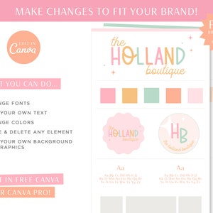 Pastel Rainbow Retro DIY Logo Design, Playful Editable Canva Logo ...