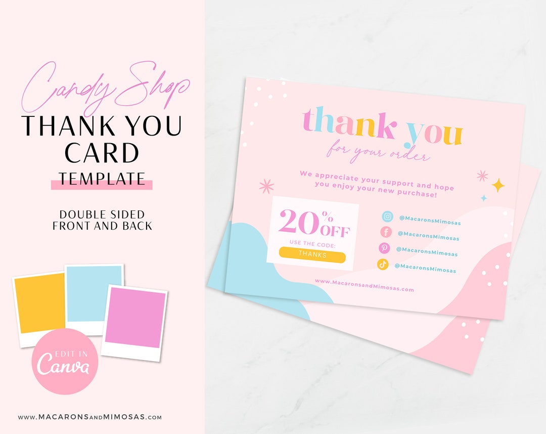 Bright Pastel Business Thank You Card Template Canva Editable ...
