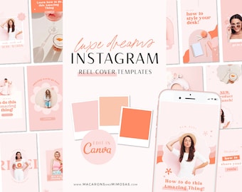 Instagram Reels Templates, Content Creator Reel Covers Editable in Canva, Instagram Stories, TikTok and Pinterest, Bright Boho Bundle LD02