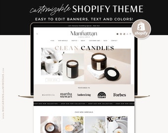 Shopify Theme Template, Minimal Shopify Website, Candle Shopify Store Banner, Shopify 2.0 Ecommerce Website Design, Shopify Boutique MA01