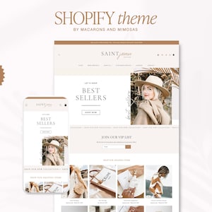 Shopify Theme Template, Minimal Shopify Website & Store Banner, Shopify 2.0 Boutique Design, Website Design, Luxe White Shopify Theme SJ01 image 1