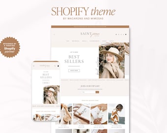 Shopify Theme Template, Minimal Shopify Website & Store Banner, Shopify 2.0 Boutique Design, Website Design, Luxe White Shopify Theme SJ01