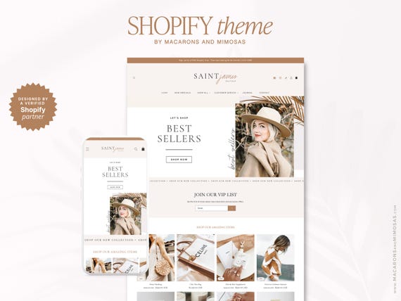 Shopify Theme Template, Minimal Shopify Website & Store Banner, Shopify 2.0 Boutique Design, Website Design, Luxe White Shopify Theme SJ01