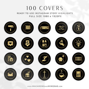 100 Real Estate Instagram Story Highlights, Black Gold IG Icons, Story ...
