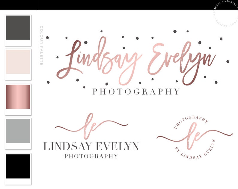 Rose Gold Spots Dots Photography Logo Custom Logo Design image 0