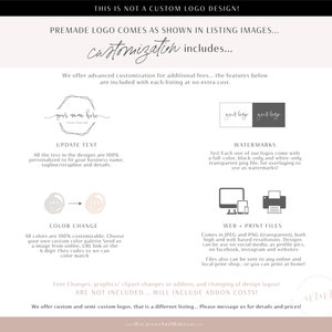 Rose Gold Photography Logo Branding Kit, Blush Wedding Photographer Marketing Set, Calligraphy Stamp Photo Watermark Boutique, 060 image 6