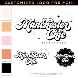 Boho Retro Logo, Bright Bohemian 60s 70s Branding Kit, Vintage Text Logo & Brand Design, Modern Hippie Boutique Shop Logo, Website Header