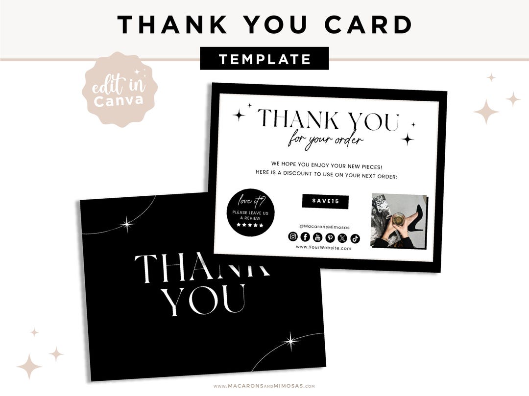 Luxury Business Thank You Card Template Editable in Canva, Printable ...