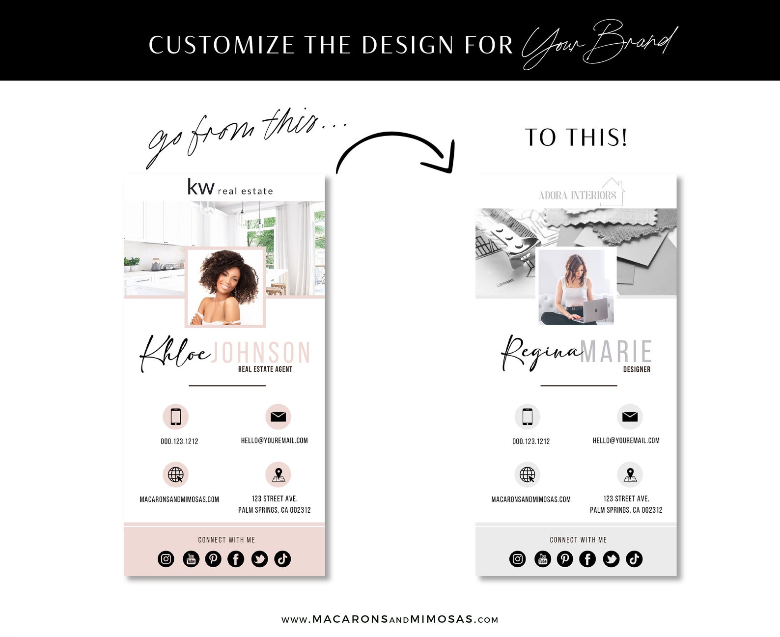 Digital Business Card Template Modern Business Card for Etsy