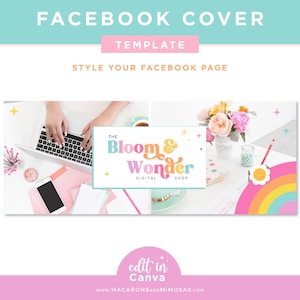 Bright Fun Facebook Cover Template editable in Canva, Rainbow Vibes Website Banner for Social Media Branding BW01