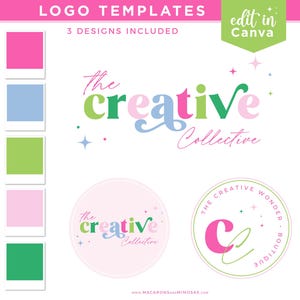 Bright Editable Canva Logo Template, DIY boho branding kit, Groovy logo, Colorful Retro Logo Design for Small Business Boutique