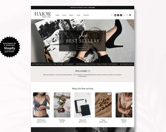 Shopify-tema för modebutikswebbplats | Mörk lyxig Shopify-mall för streetwear- och smyckesmärken | Minimalistisk redaktionell design | Bajor