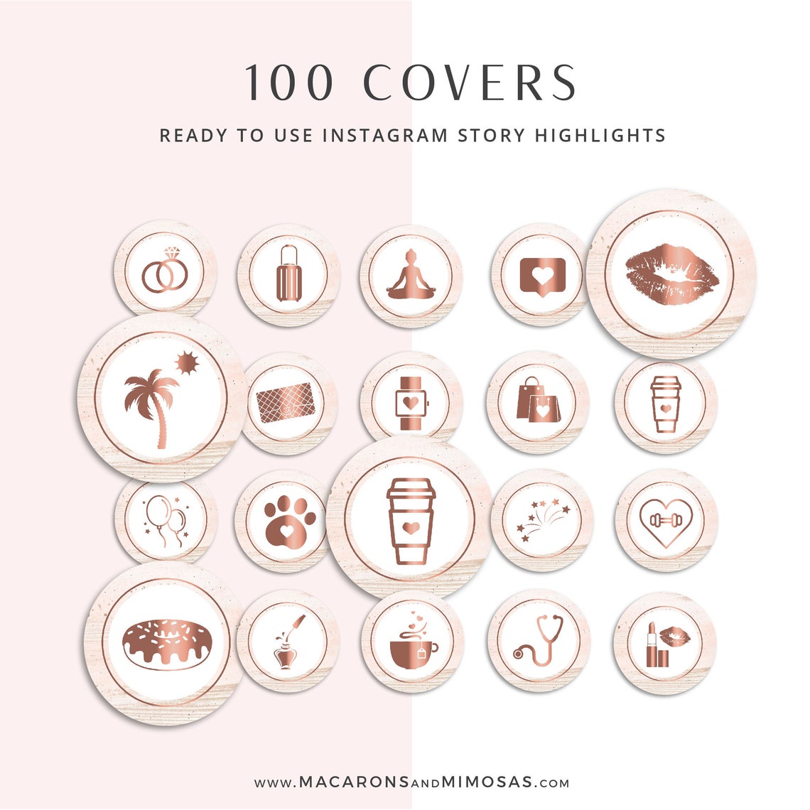 106 Instagram Story Highlights Icons Rose Gold Watercolor | Etsy