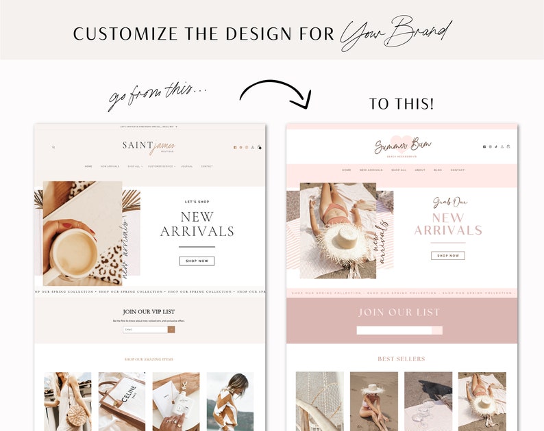 Shopify Theme Template, Minimal Shopify Website & Store Banner, Shopify 2.0 Boutique Design, Website Design, Luxe White Shopify Theme SJ01 image 7