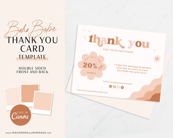 Editable Business Thank You Insert card Template. Modern Insert Card for Packaging, Instant Download Thank You For Your Order add Logo BB01