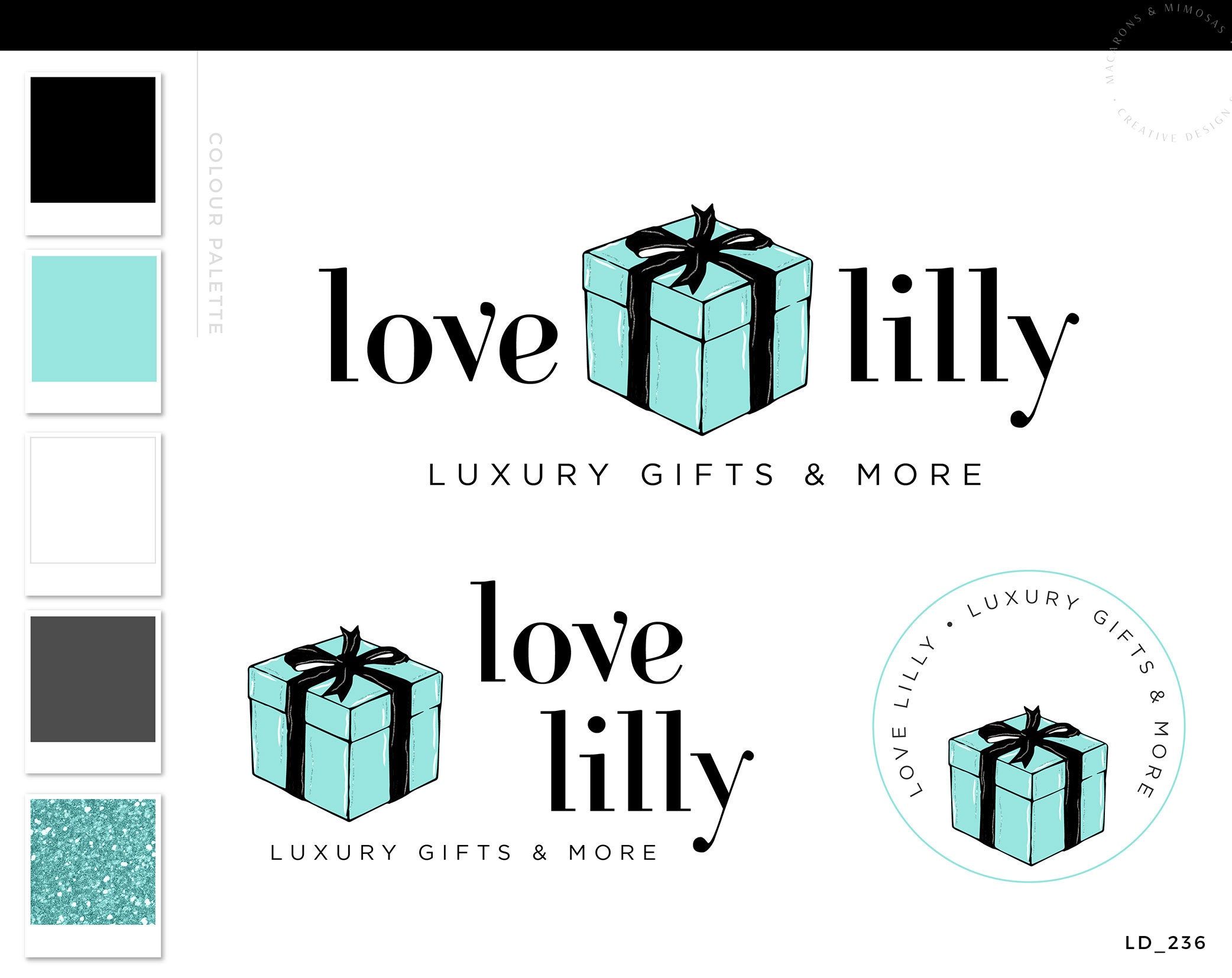 Gift Box Logo Design Gift Wrapping Company Blue Ribbon Logo Etsy