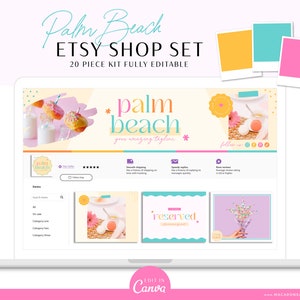 Etsy Banner Template Kit for Canva, Bright Etsy Shop Kit with Listing Templates, Etsy Seller Success Store Branding Shop Design Templates