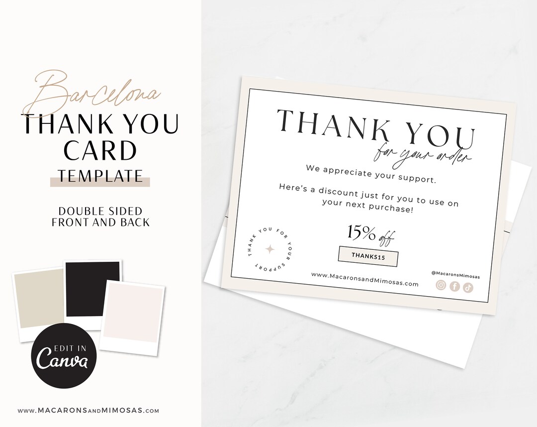 Luxury Business Thank You Card Template Editable in Canva - Etsy