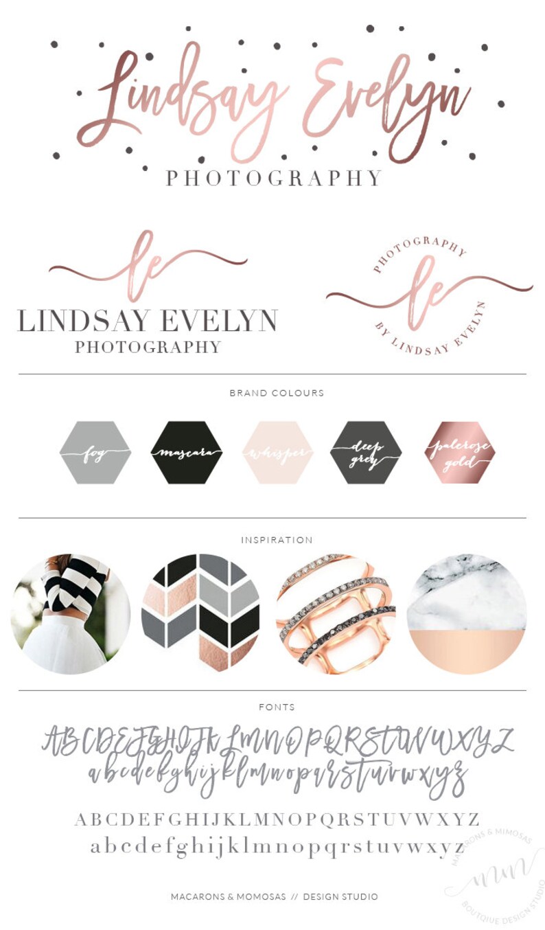 Rose Gold Spots Dots Photography Logo Custom Logo Design image 6