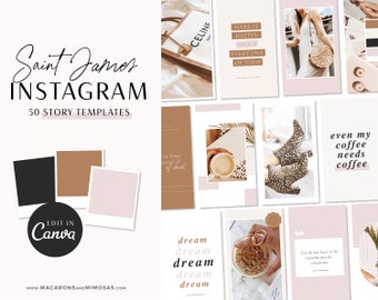 Instagram Story Templates Canva, Luxe Quotes Instagram, Creative Instagram Engagement Templates Beauty Influencer Small Business Bundle SJ01