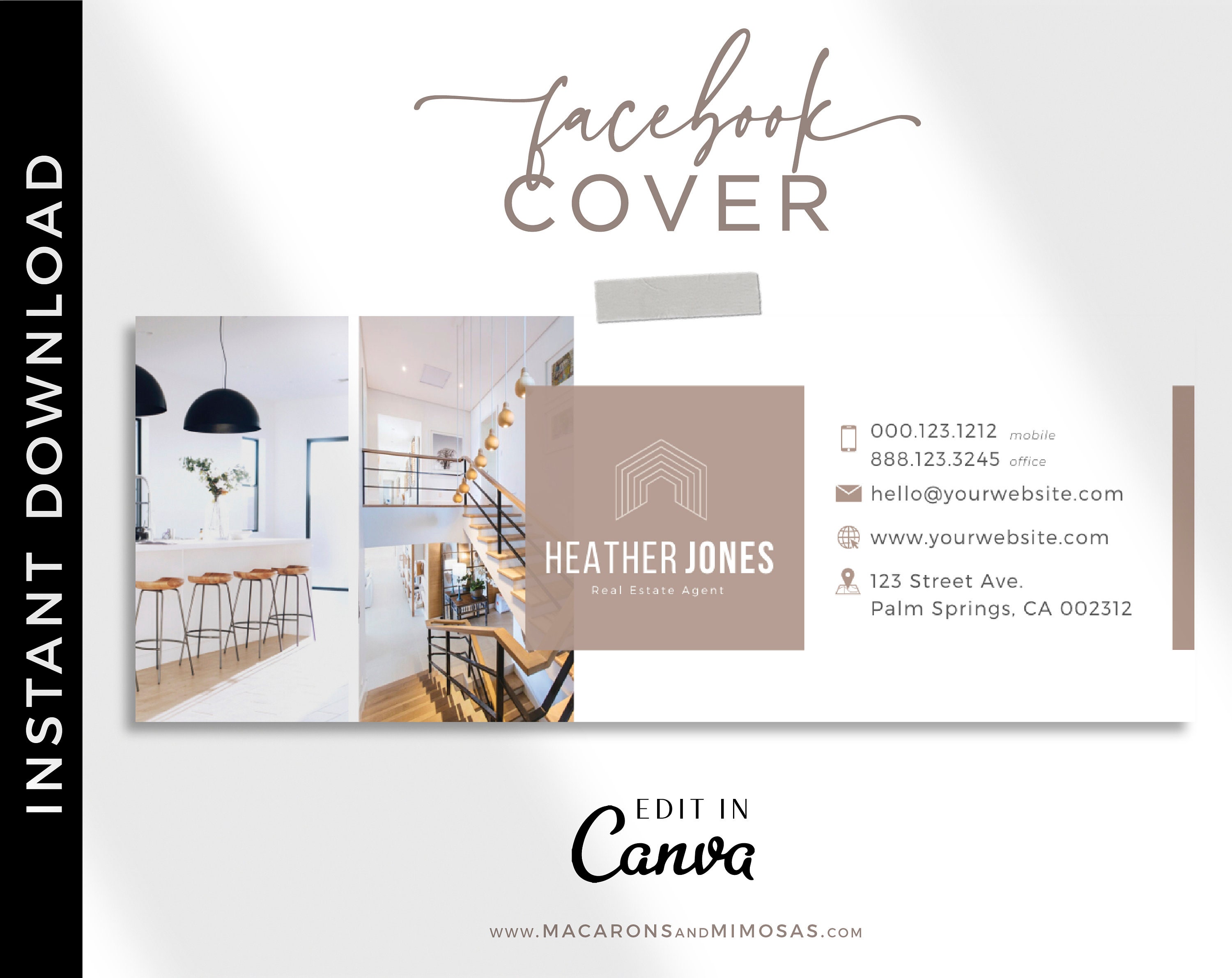 Real Estate Agent Facebook Cover Canva Facebook Cover - Etsy