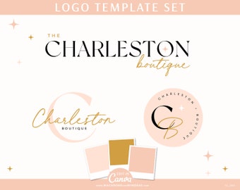 Editable Logo Design, DIY Retro Boho Logo Bundle, Cute Photography Logo, Simple Customizable Boutique Logo Watermark CH01