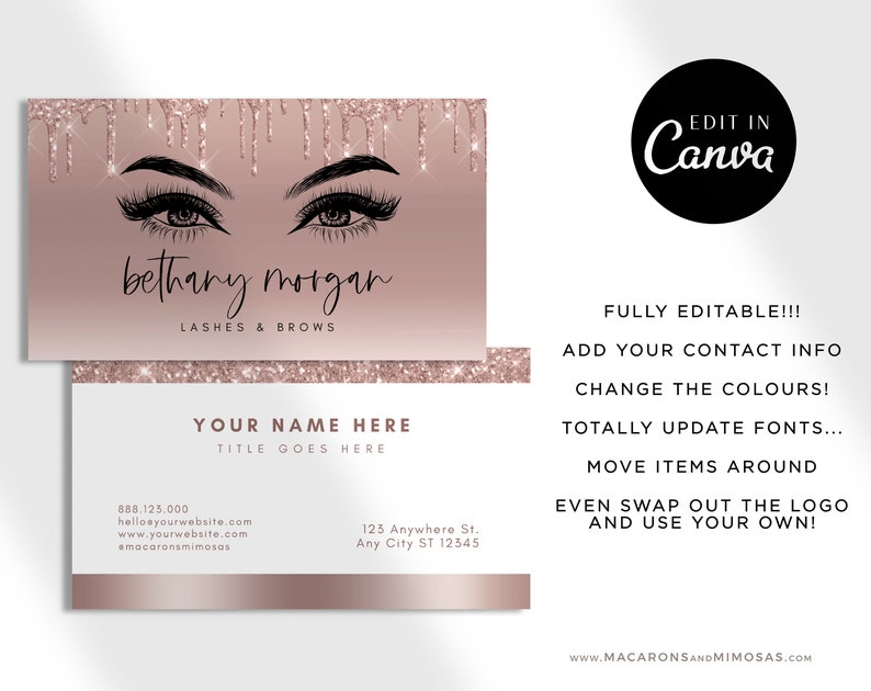 Lash Business Card Lash Artist Loyalty Card Template Elegant Etsy