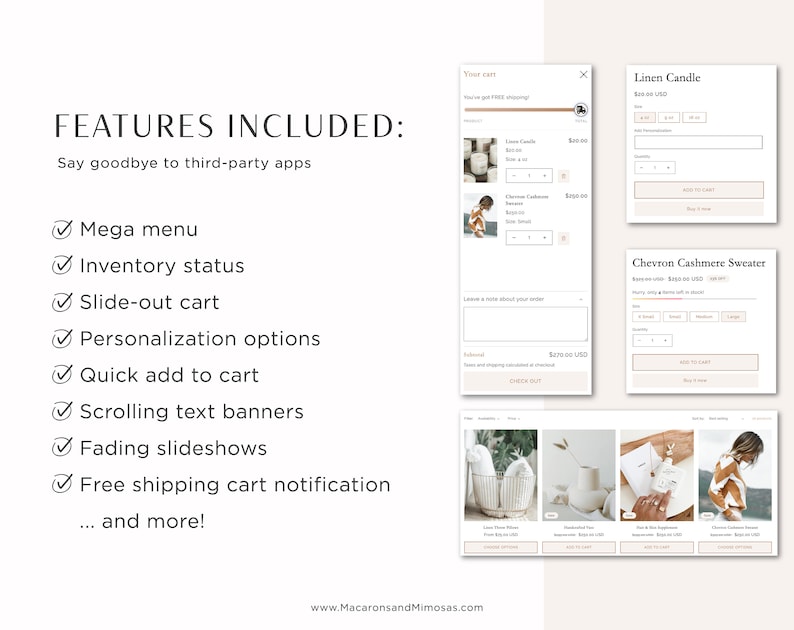 Shopify Theme Template, Minimal Shopify Website & Store Banner, Shopify 2.0 Boutique Design, Website Design, Luxe White Shopify Theme SJ01 image 2
