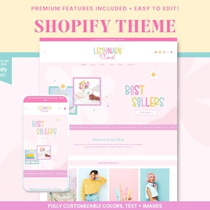 Bright Shopify Theme Template, Retro Shopify Website, Shopify Store Banner, Shopify 2.0 Ecommerce Website, Pink Shopify Boutique - LS01