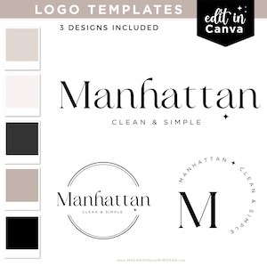 Modernes bearbeitbares Logodesign, Logo-Vorlage Canva, DIY Minimal Branding Kit, Preppy Small Business Boutique Logo - MA01