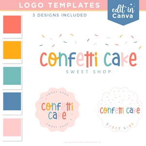 Colorful Retro Rainbow Logo Design Template, Canva Editable Boho Logo, DIY Fun Branding Kit, Modern Fun Bright Small Business Brand Bundle