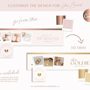 Etsy Shop Kit, Banner Kit, Pink Etsy Shop Branding Kit with elegant banner bundle set for Canva template, Etsy Store Listing Aesthetic image 4