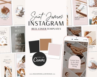 Instagram Reel Templates Canva, Neutral Boho Instagram Business Bundle, Pink Instagram Stories, Coach TikTok and Pinterest Engagement SJ01