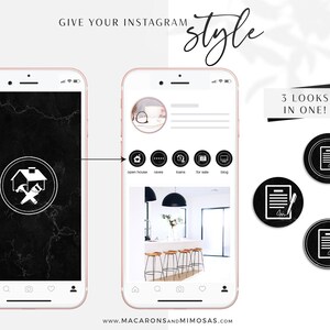 Real Estate Instagram Highlight Icons 100 Black Marble House - Etsy
