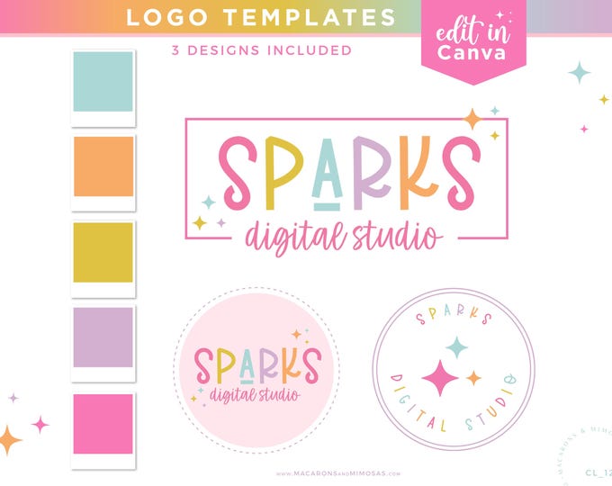 Rainbow Logo Design Template Canva - Editable Logo Design - Flower Star ...