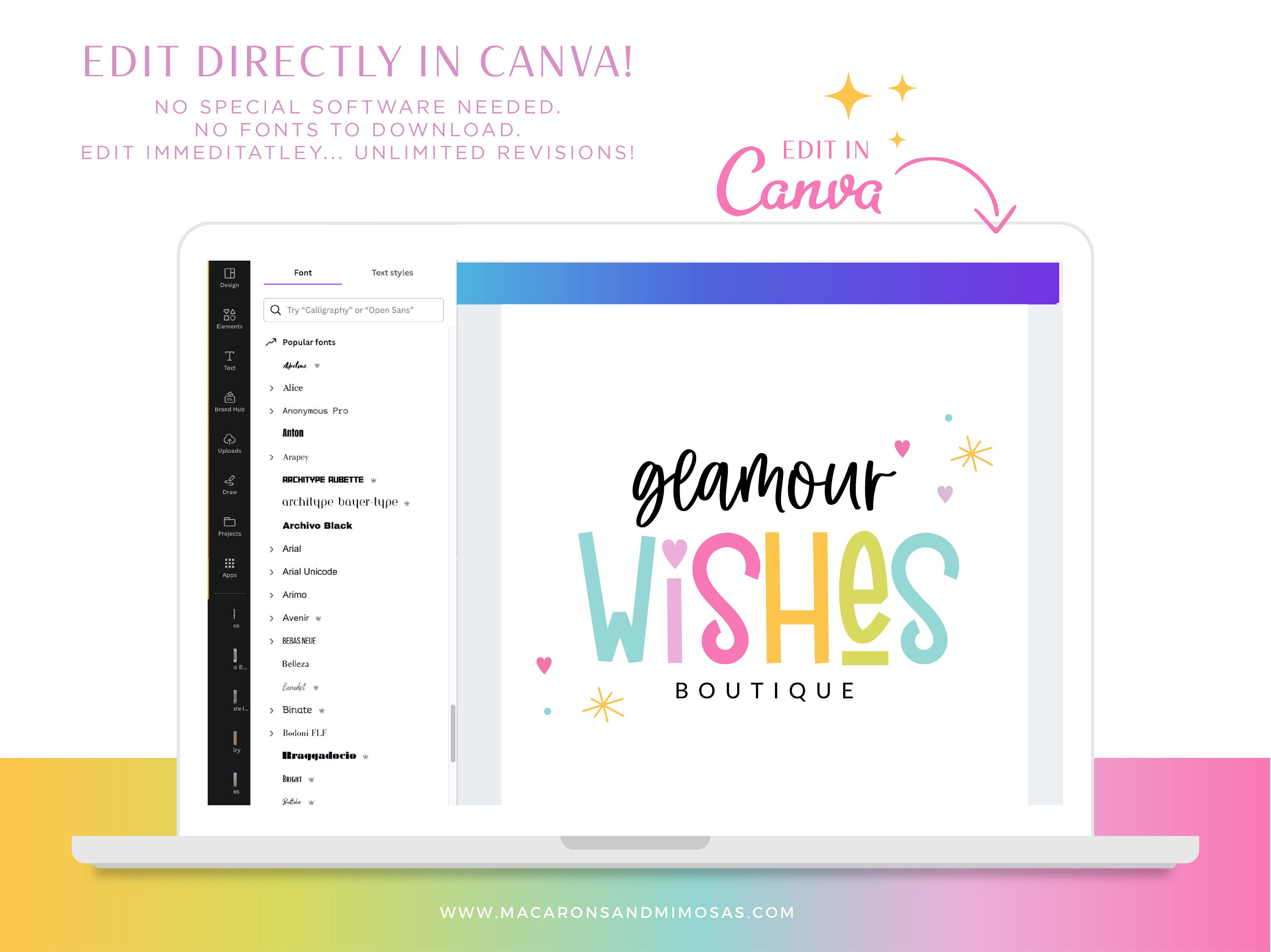 DIY Fun Confetti Logo Template Bundle Editable in Canva, Colorful ...